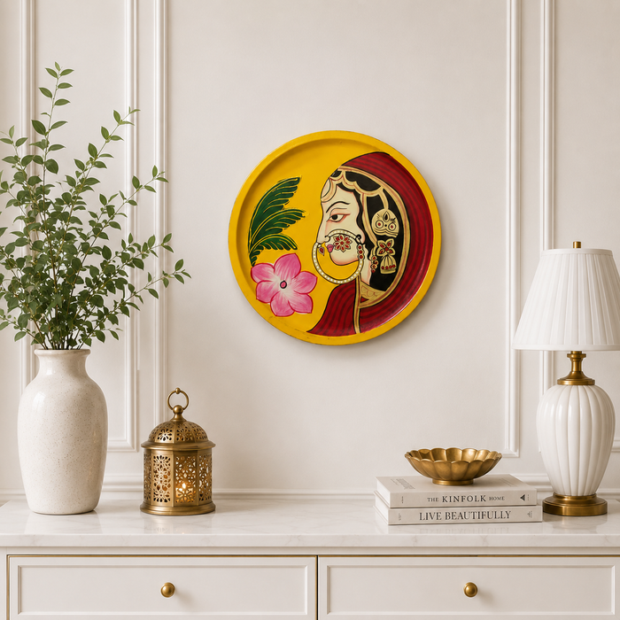 Hand Painted Indian Woman Wall Decor | Traditional Handmade Wall Art