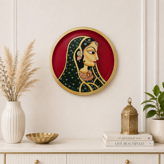 Hand Painted Indian Woman Wall Decor | Traditional Handmade Wall Art