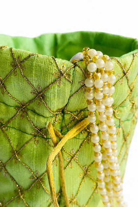 Handcrafted Embroidered Potli Bag with Pearl Handle for Women | Wedding & Festive Potli Purse