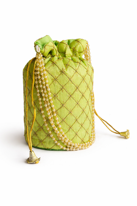 Handcrafted Embroidered Potli Bag with Pearl Handle for Women | Wedding & Festive Potli Purse