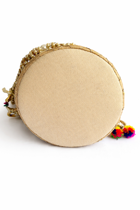 Handcrafted Embroidered Potli Bag with Pearl Handle for Women | Wedding & Festive Potli Purse