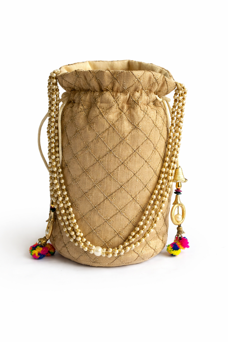 Handcrafted Embroidered Potli Bag with Pearl Handle for Women | Wedding & Festive Potli Purse
