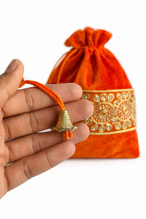 Handcrafted Velvet Drawstring Potli Bag with Embroidered Border | Wedding Return Gift & Jewelry Pouch