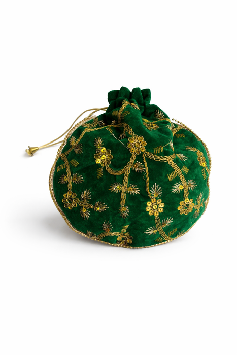 Handcrafted Embroidered Velvet Potli Bag for Women | Designer Wedding & Festive Ethnic Purse