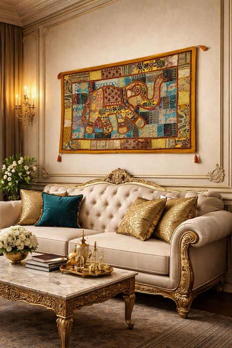 Ethnic Patchwork Elephant Wall Hanging – Handmade Home Décor