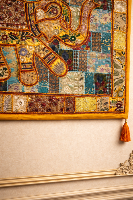 Ethnic Patchwork Elephant Wall Hanging – Handmade Home Décor