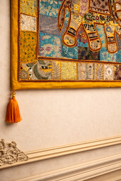 Ethnic Patchwork Elephant Wall Hanging – Handmade Home Décor