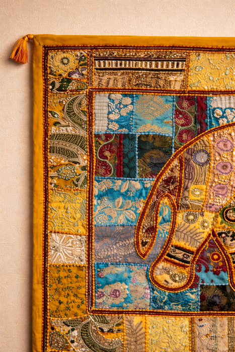 Ethnic Patchwork Elephant Wall Hanging – Handmade Home Décor