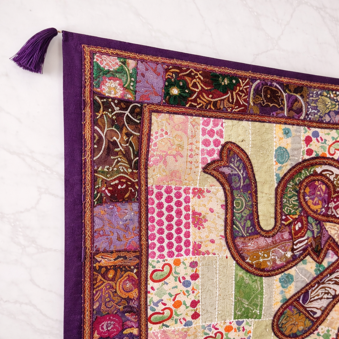 Large Handmade Elephant Wall Tapestry – Indian Patchwork Art