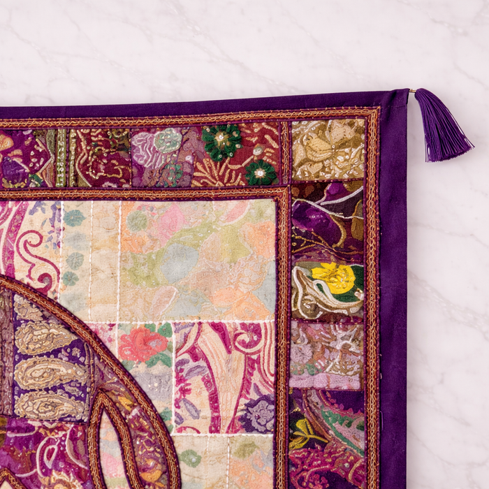 Large Handmade Elephant Wall Tapestry – Indian Patchwork Art