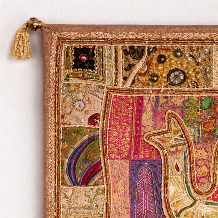 Handmade Boho Elephant Tapestry – Recycled Cotton Wall Hanging