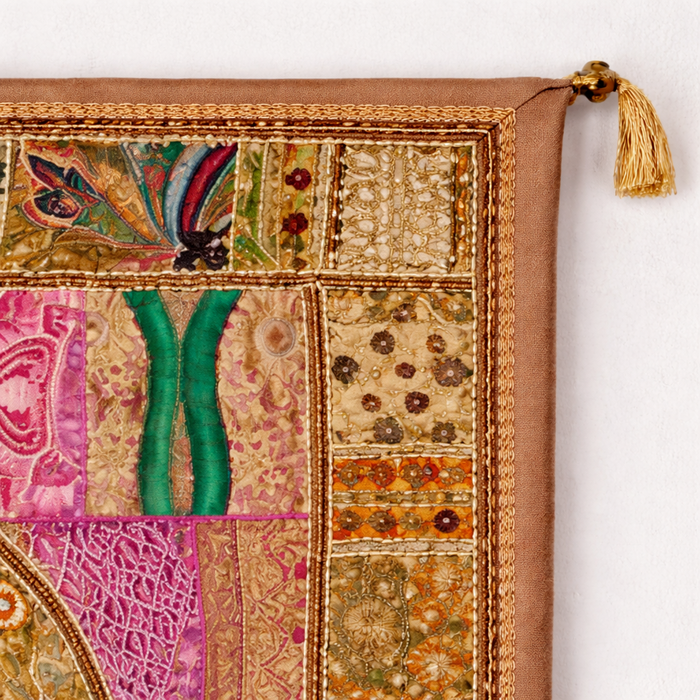 Handmade Boho Elephant Tapestry – Recycled Cotton Wall Hanging