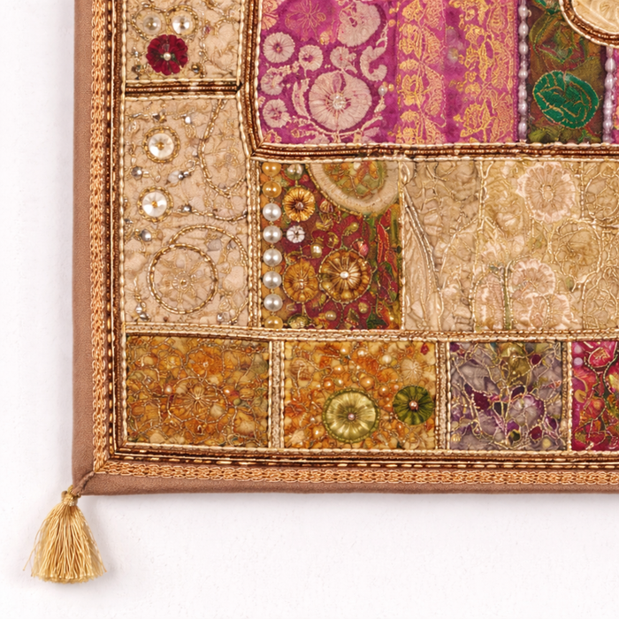 Handmade Boho Elephant Tapestry – Recycled Cotton Wall Hanging