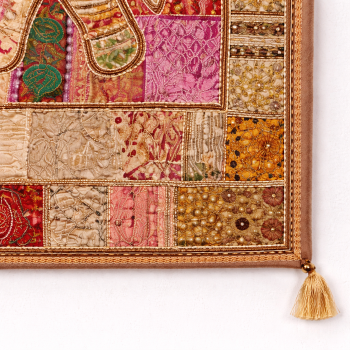 Handmade Boho Elephant Tapestry – Recycled Cotton Wall Hanging