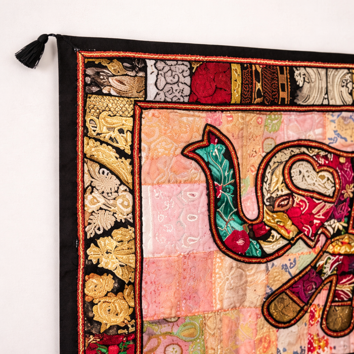 Handmade Patchwork Elephant Wall Hanging Indian Textile Tapestry Boho Multicolor Wall Decor by DiwamHandicrafts