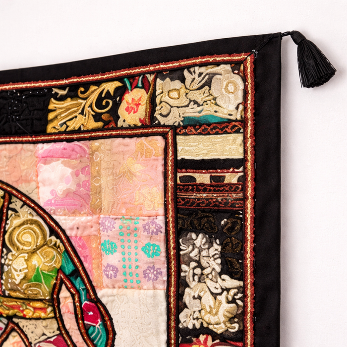 Handmade Patchwork Elephant Wall Hanging Indian Textile Tapestry Boho Multicolor Wall Decor by DiwamHandicrafts
