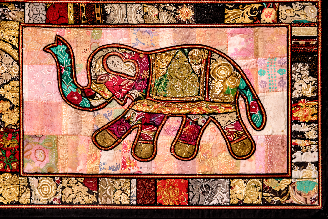 Handmade Patchwork Elephant Wall Hanging Indian Textile Tapestry Boho Multicolor Wall Decor by DiwamHandicrafts
