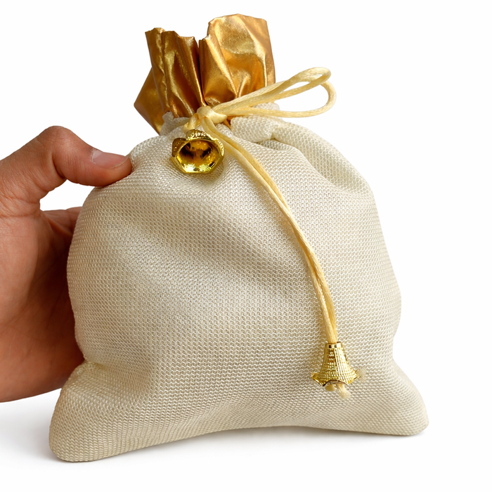 Handcrafted Drawstring Gift Pouch for Wedding Return Gifts, Jewelry Storage & Festive Gifting