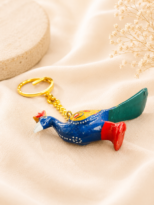 Handmade Peacock Metal Keychain | Colorful Bird Key Ring for Car & Bike Keys