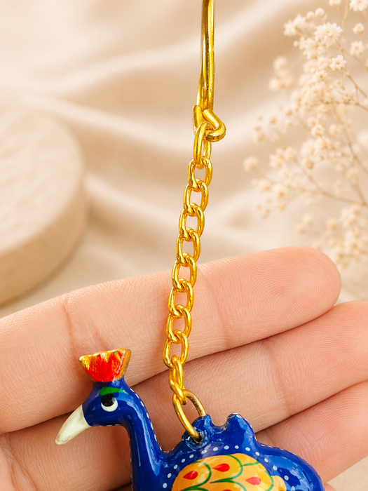 Handmade Peacock Metal Keychain | Colorful Bird Key Ring for Car & Bike Keys