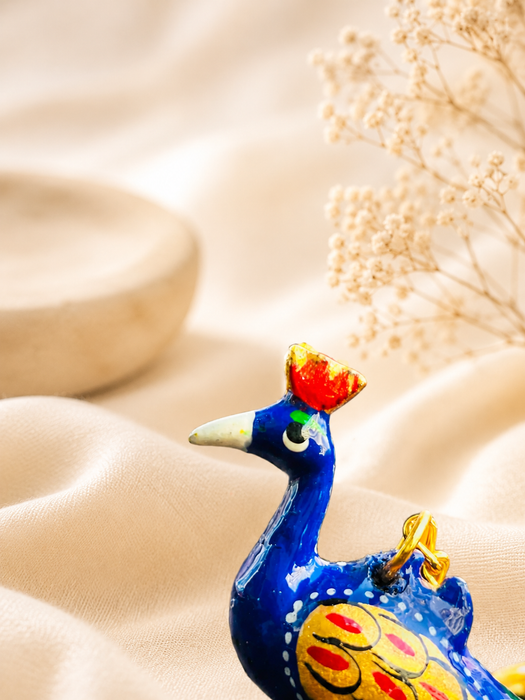 Handmade Peacock Metal Keychain | Colorful Bird Key Ring for Car & Bike Keys