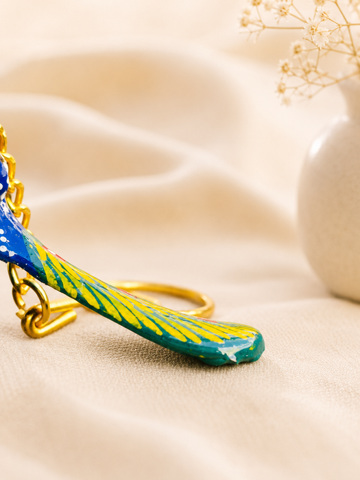 Handmade Peacock Metal Keychain | Colorful Bird Key Ring for Car & Bike Keys