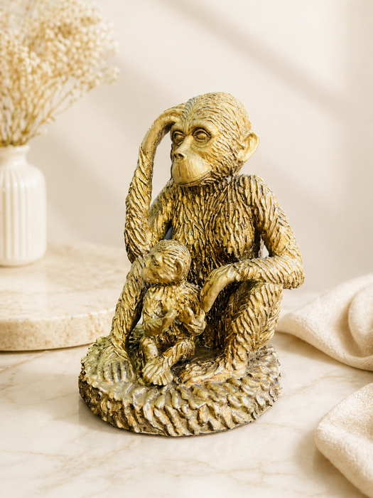 Golden Monkey Resin Figurine Statue for Home Decor | Decorative Animal Sculpture Showpiece