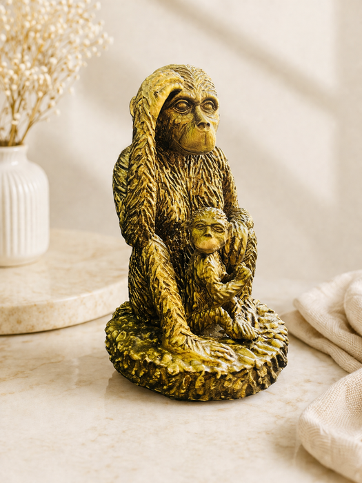 Golden Monkey Resin Figurine Statue for Home Decor | Decorative Animal Sculpture Showpiece