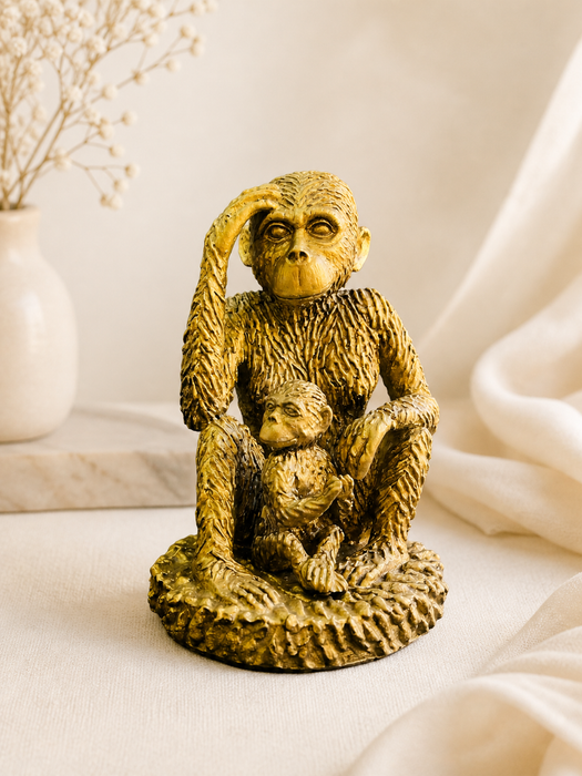 Golden Monkey Resin Figurine Statue for Home Decor | Decorative Animal Sculpture Showpiece