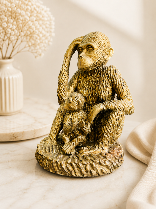 Golden Monkey Resin Figurine Statue for Home Decor | Decorative Animal Sculpture Showpiece