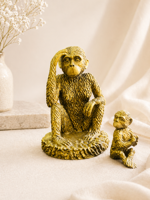 Golden Monkey Resin Figurine Statue for Home Decor | Decorative Animal Sculpture Showpiece