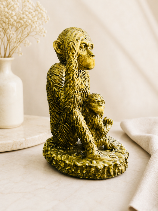 Golden Monkey Resin Figurine Statue for Home Decor | Decorative Animal Sculpture Showpiece