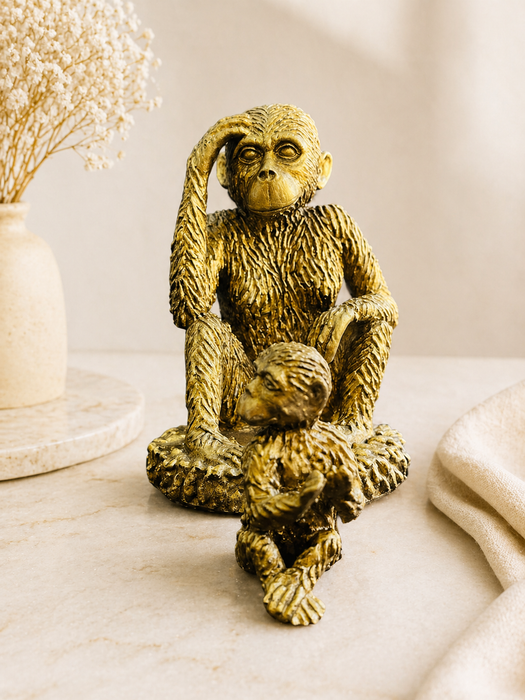 Golden Monkey Resin Figurine Statue for Home Decor | Decorative Animal Sculpture Showpiece