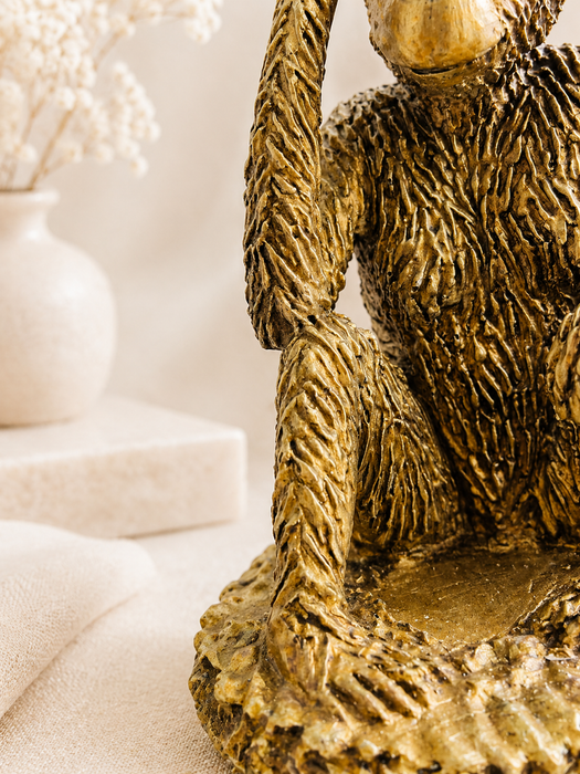 Golden Monkey Resin Figurine Statue for Home Decor | Decorative Animal Sculpture Showpiece