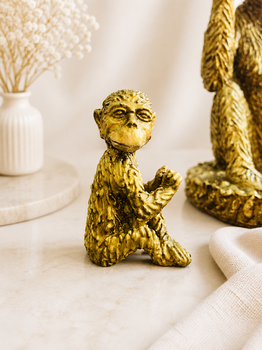 Golden Monkey Resin Figurine Statue for Home Decor | Decorative Animal Sculpture Showpiece