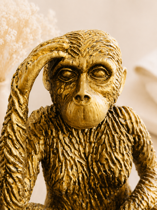 Golden Monkey Resin Figurine Statue for Home Decor | Decorative Animal Sculpture Showpiece