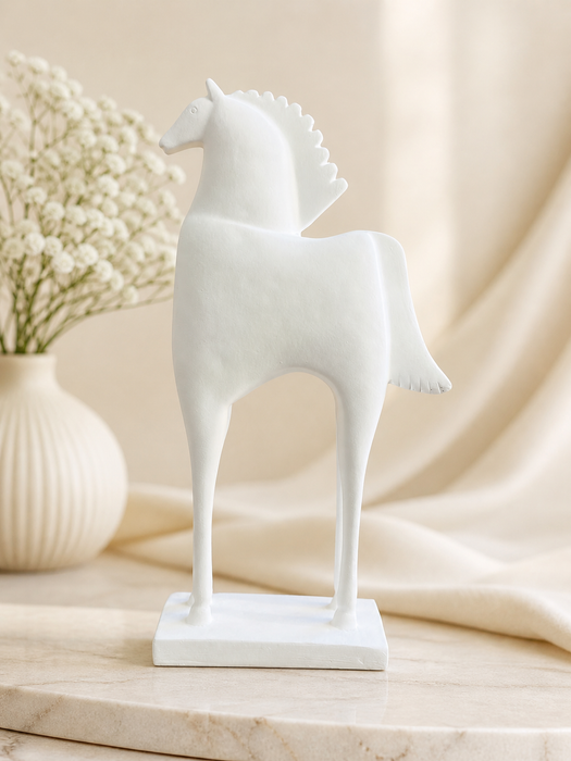 Modern White Resin Horse Figurine for Home Decor