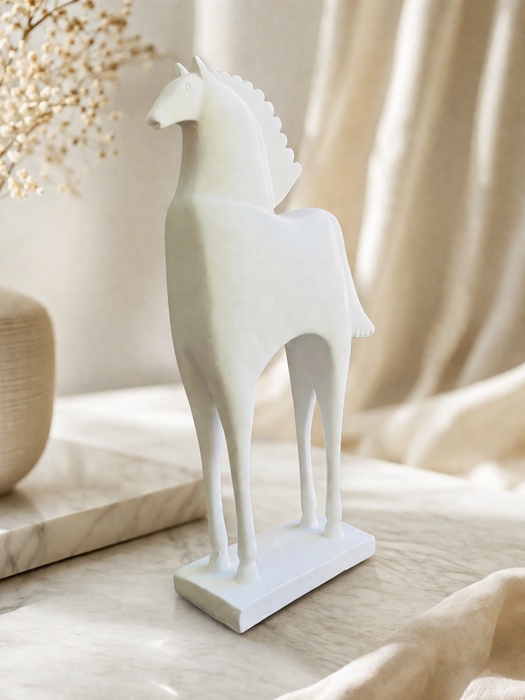 Modern White Resin Horse Figurine for Home Decor
