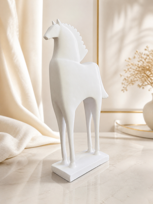 Modern White Resin Horse Figurine for Home Decor