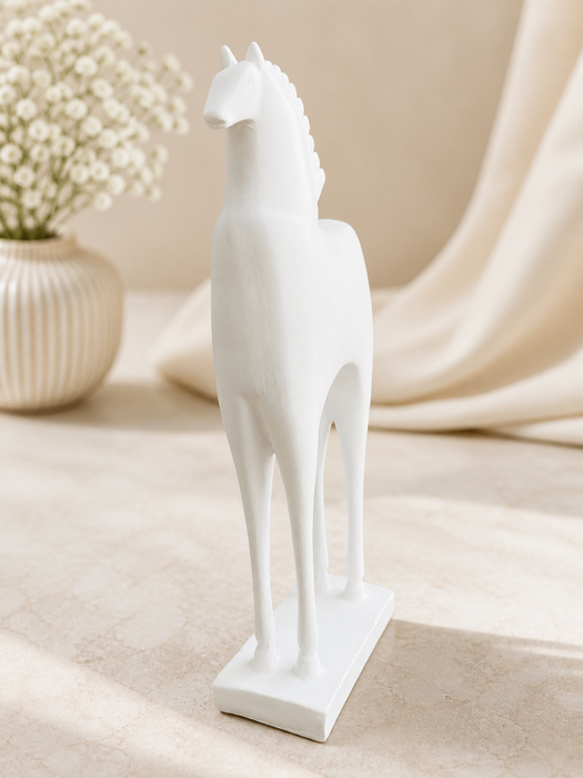 Modern White Resin Horse Figurine for Home Decor