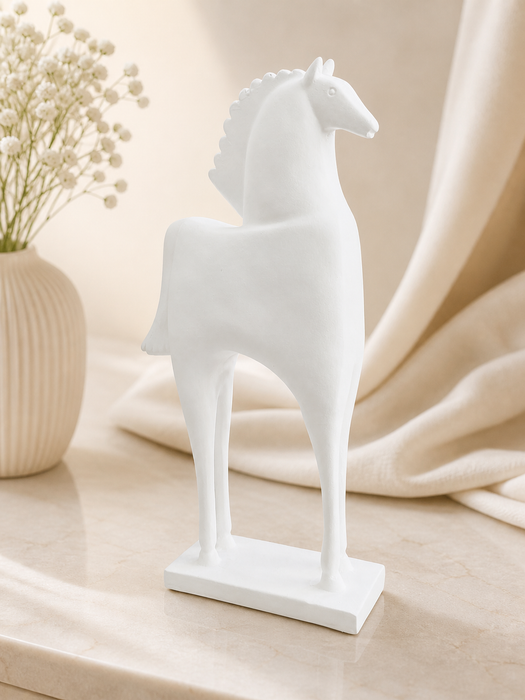 Modern White Resin Horse Figurine for Home Decor