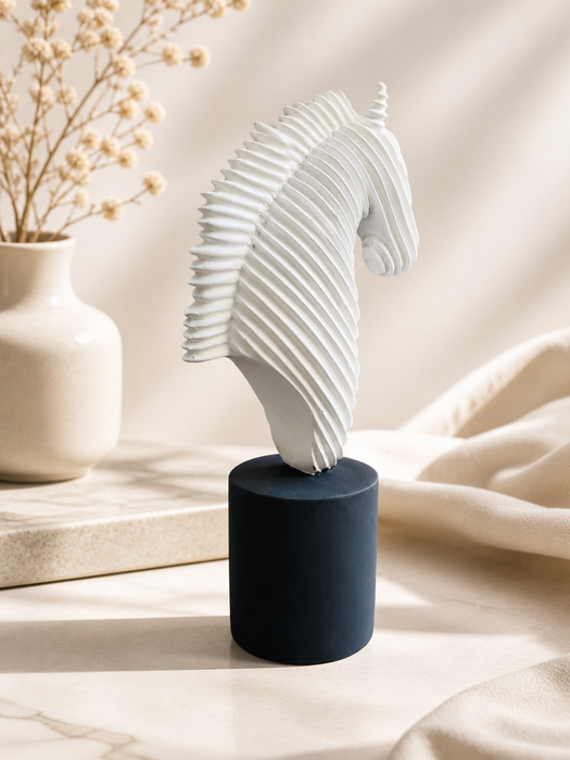 Modern White Horse Head Resin Sculpture for Home Decor | Minimalist Tabletop Figurine