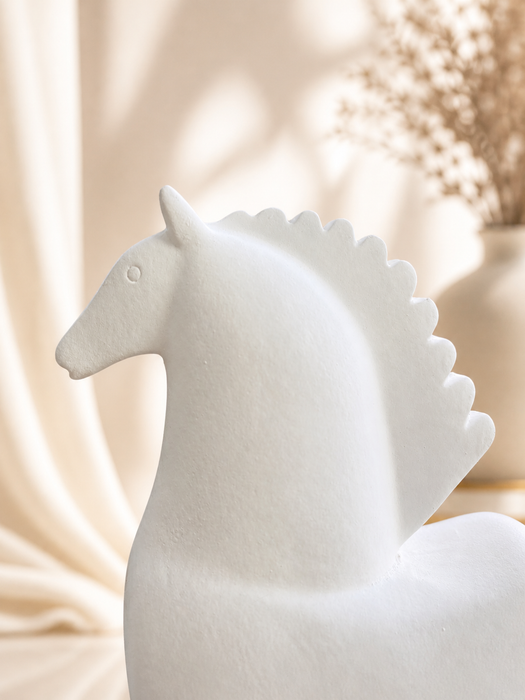 Modern White Resin Horse Figurine for Home Decor