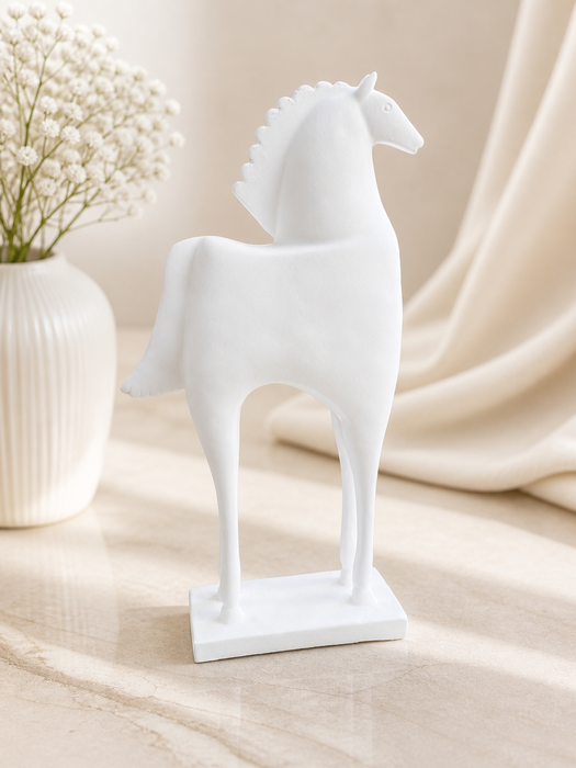 Modern White Resin Horse Figurine for Home Decor