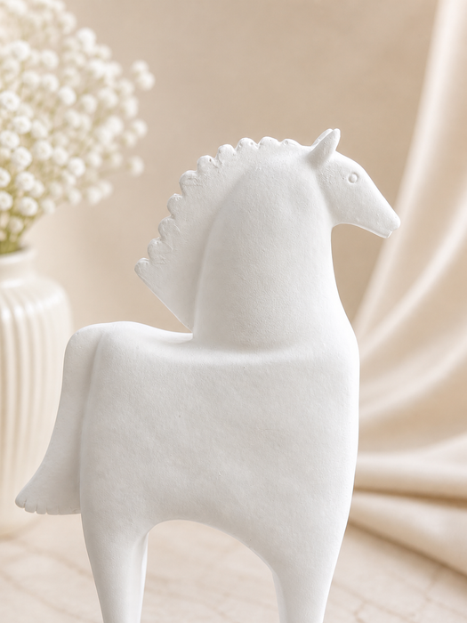 Modern White Resin Horse Figurine for Home Decor