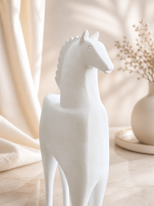 Modern White Resin Horse Figurine for Home Decor