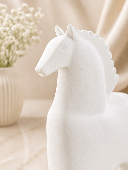 Modern White Resin Horse Figurine for Home Decor