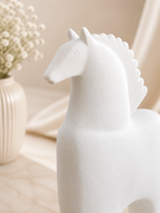 Modern White Resin Horse Figurine for Home Decor