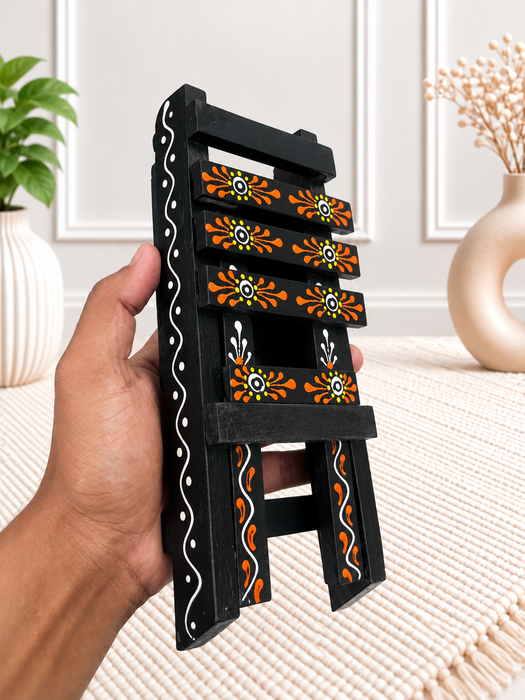 Handcrafted Wooden Mobile Stand, Hand Painted Indian Traditional Decorative Phone Holder