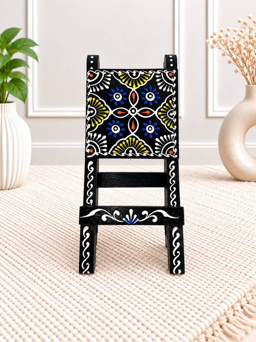 Handcrafted Wooden Mobile Stand, Hand Painted Indian Traditional Decorative Phone Holder
